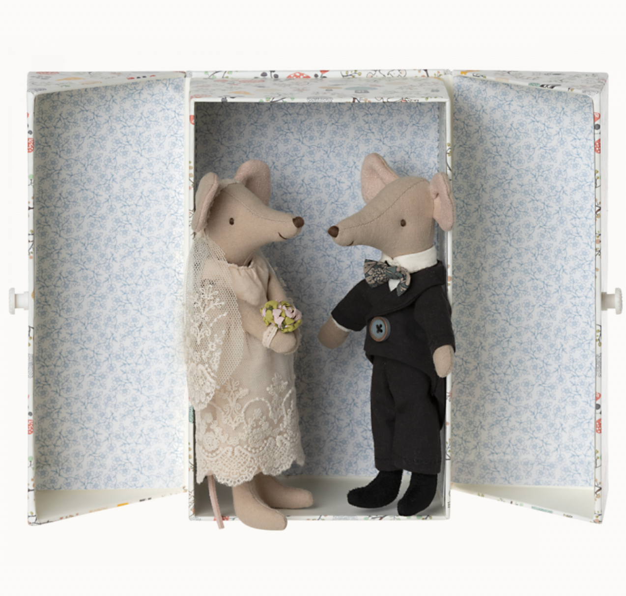 Couple de souris mariage et leur boîte Maileg