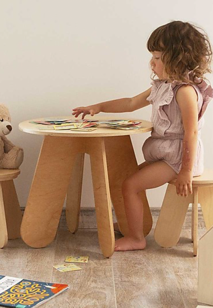 Babai Toys - Tabouret pour enfant en bois - Gris clair