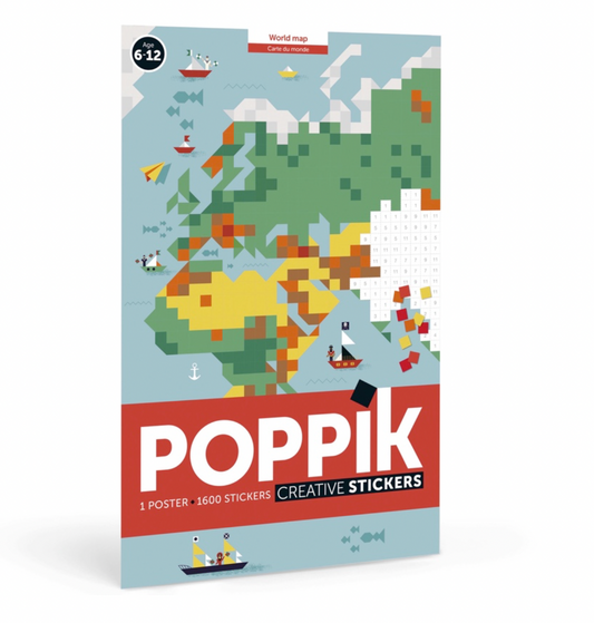 Poster et 1600 stickers Carte du monde Poppik